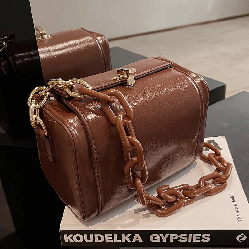 Retro Box Bag High Pu Leather Crossbody Bag Women's Handbags