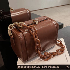 Retro Box Bag High Pu Leather Crossbody Bag Women's Handbags