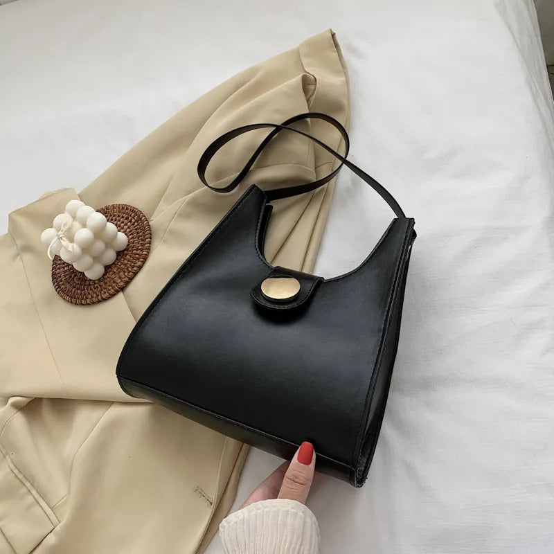 Retro Bucket Bag PU Leather Handbag Large Capacity Shoulder Messenger Bag