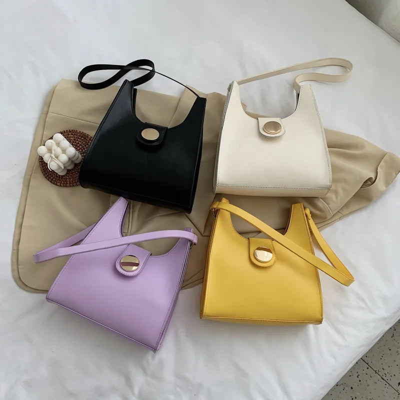 Retro Bucket Bag PU Leather Handbag Large Capacity Shoulder Messenger Bag