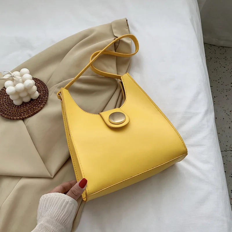 Retro Bucket Bag PU Leather Handbag Large Capacity Shoulder Messenger Bag