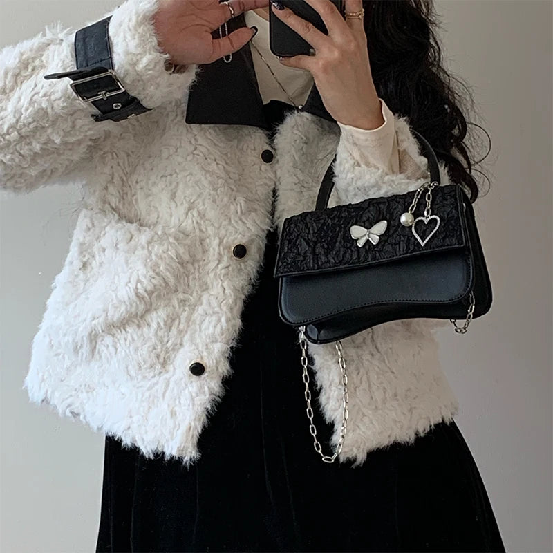 Retro Butterfly Small Square Shoulder Bag for Woman