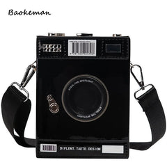 Retro Camera Shape Tote Handbag Shoulder Bag Women Casual Solid Shopping