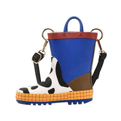 Retro Cartoon Rain Boots PU Waterproof Messenger Bag Large Capacity Tote Bag