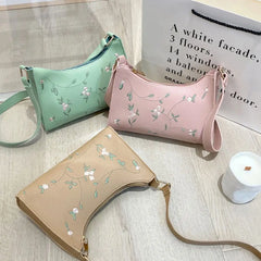 Retro Lace Flower Totes Shoulder Bag PU Leather Handbag for Women