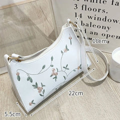 Retro Lace Flower Totes Shoulder Bag PU Leather Handbag for Women