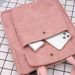 Retro Corduroy Large Capacity Messenger Tote Bag