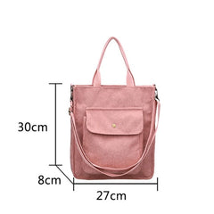 Retro Corduroy Large Capacity Messenger Tote Bag