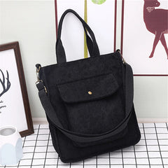 Retro Corduroy Large Capacity Messenger Tote Bag