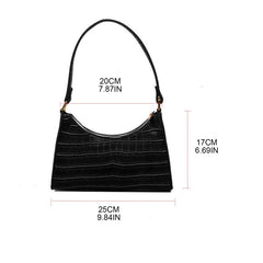 Retro Crocodile Pattern Underarm Bag Women Casual Solid PU Leather Shoulder Bag