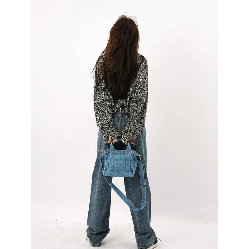 Retro Denim Messenger Shoulder Bag Handbag