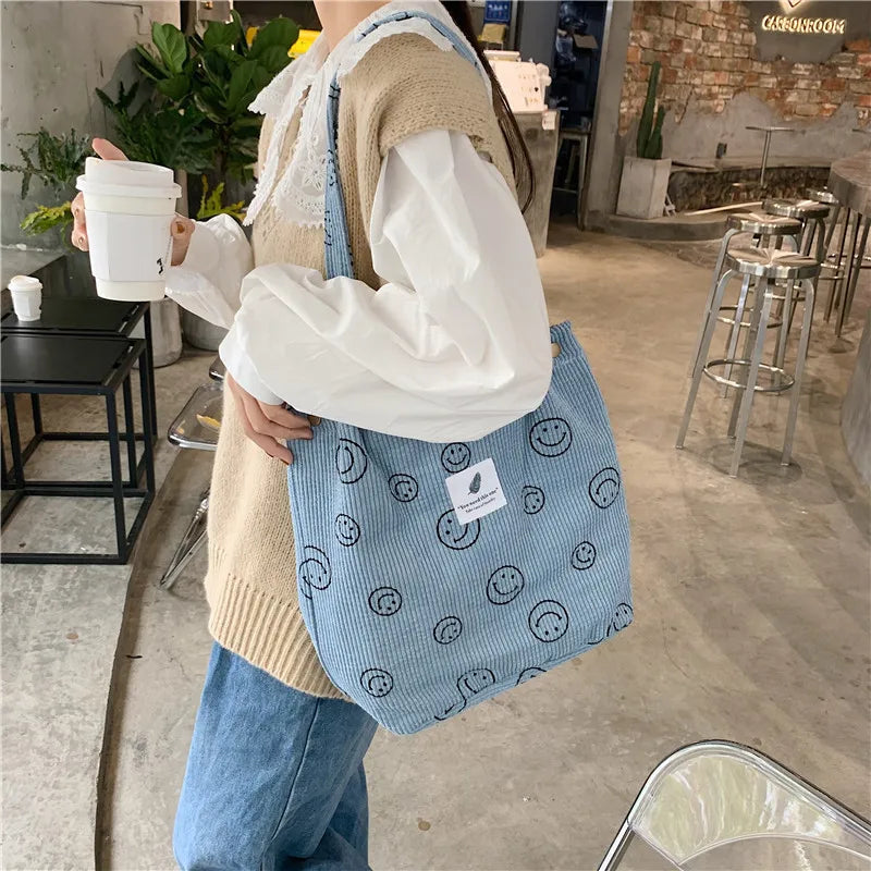 Retro Corduroy Shoulder Bag for Women