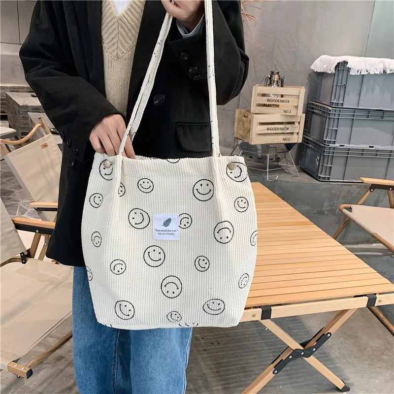 Retro Corduroy Shoulder Bag for Women