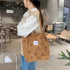 Retro Corduroy Shoulder Bag for Women