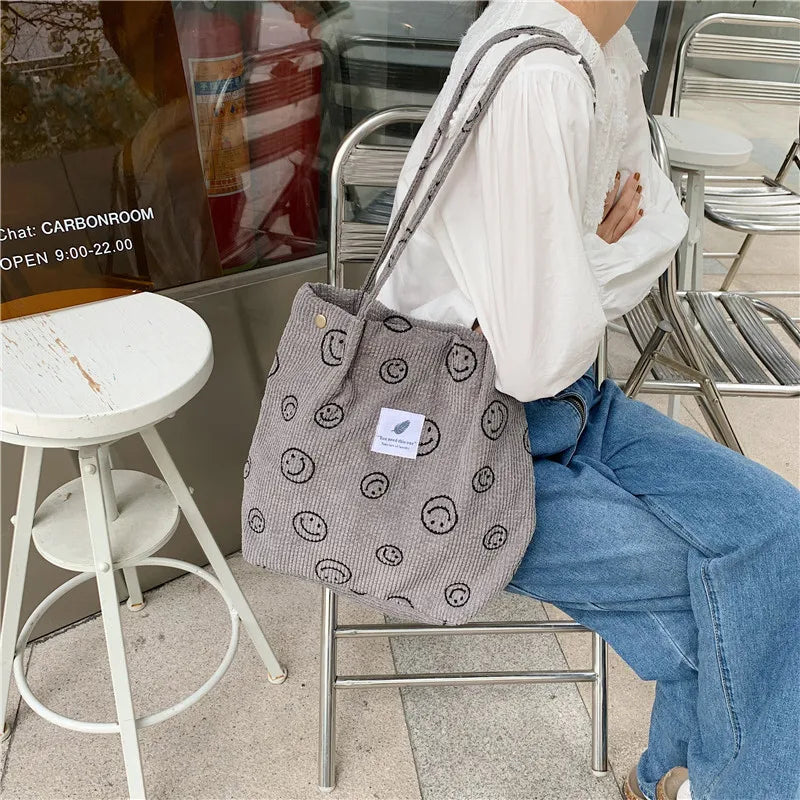 Retro Corduroy Shoulder Bag for Women