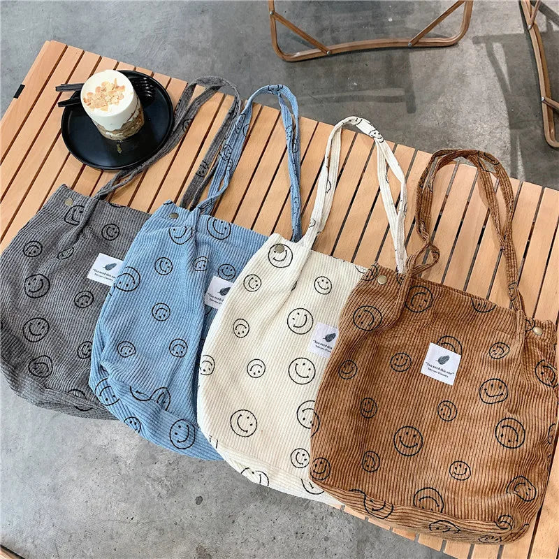 Retro Corduroy Shoulder Bag for Women