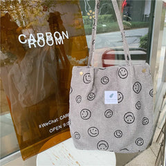 Retro Corduroy Shoulder Bag for Women
