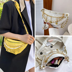 Retro Diamond Check Belt Bag Female Chain Waist Bag Lady Chest Bags Fanny Pack