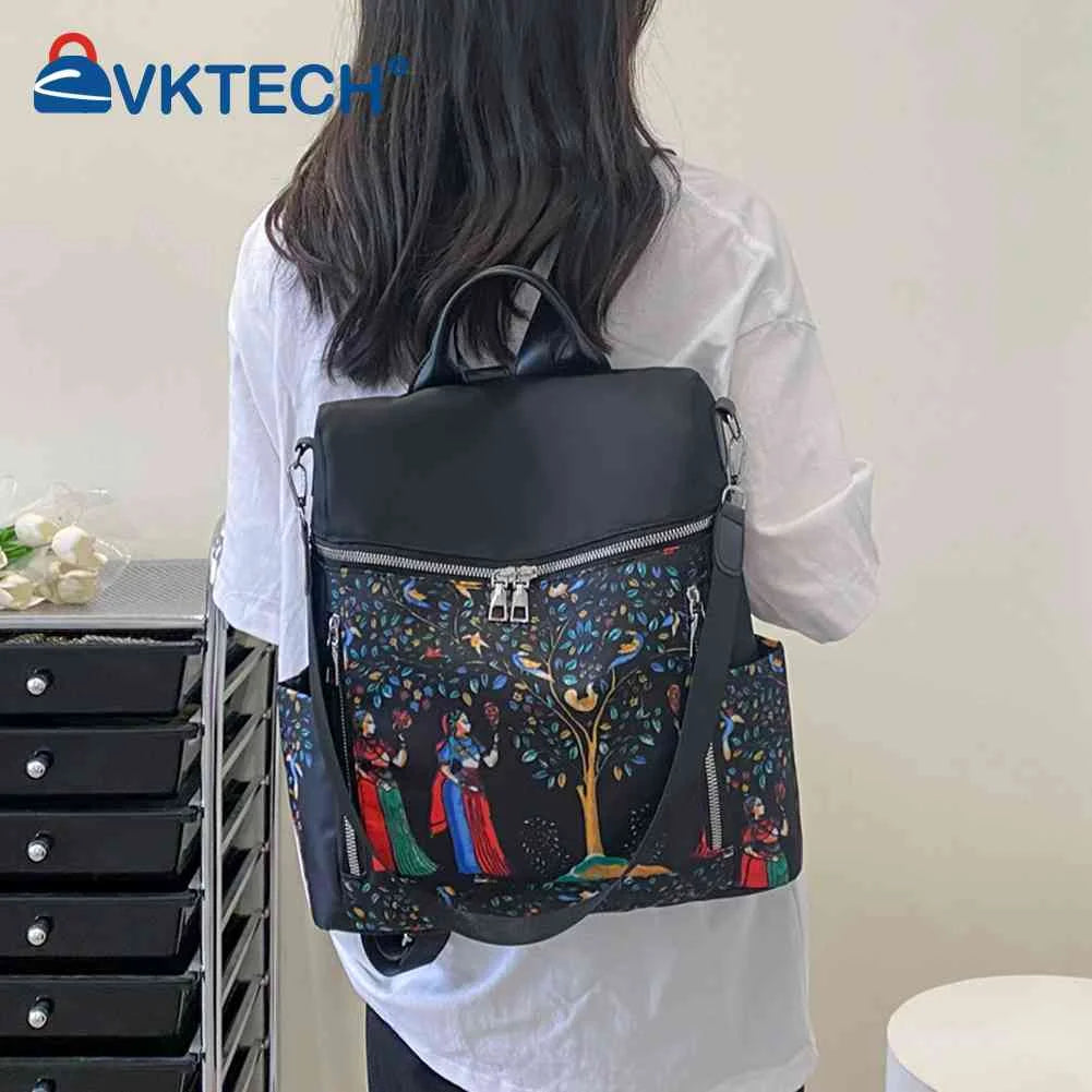 Retro Ethnic Backpack for Women Large Capacity