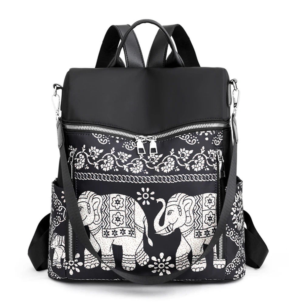 Retro Ethnic Anti Theft Women Backpack Oxford School Bag Girls Travel Bag