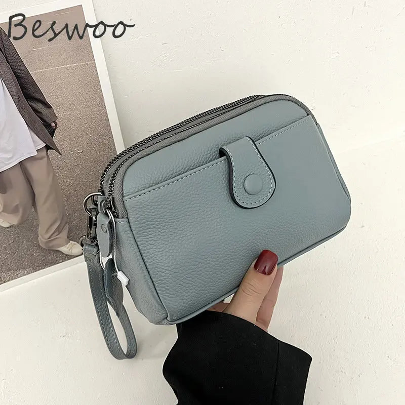 Retro Crossbody Bag Cow Leather Handbag Small Square Shoulder Messenger Bag