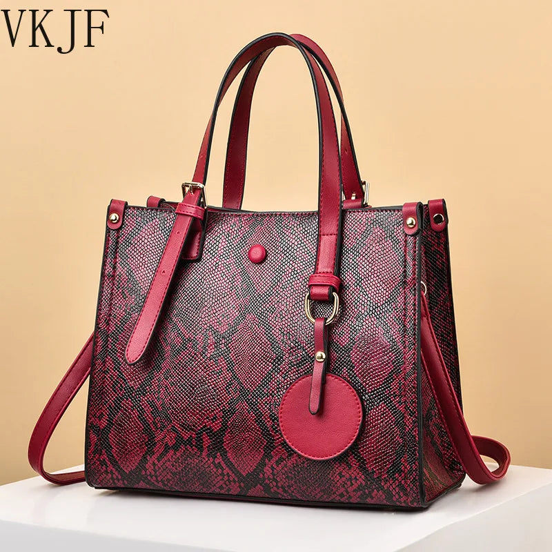 Snakeskin Pattern Handbag Leather Women Shoulder Bag