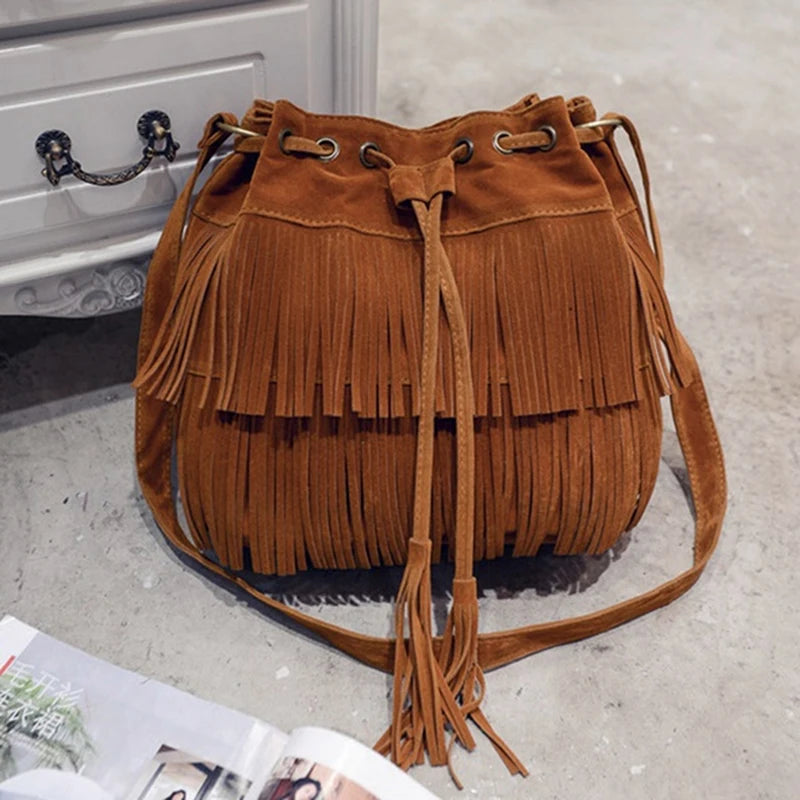 Vintage Fringe Women Messenger Bag Tote Handbag Tassel Shoulder