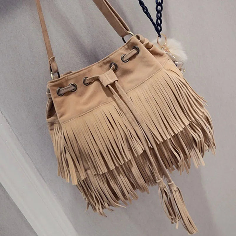 Vintage Fringe Women Messenger Bag Tote Handbag Tassel Shoulder