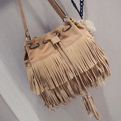 Vintage Fringe Women Messenger Bag Tote Handbag Tassel Shoulder