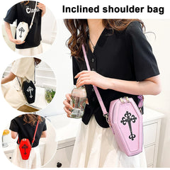 Gothic Shoulder Bag Halloween Handbag Crossbody Coffin Shape Purses