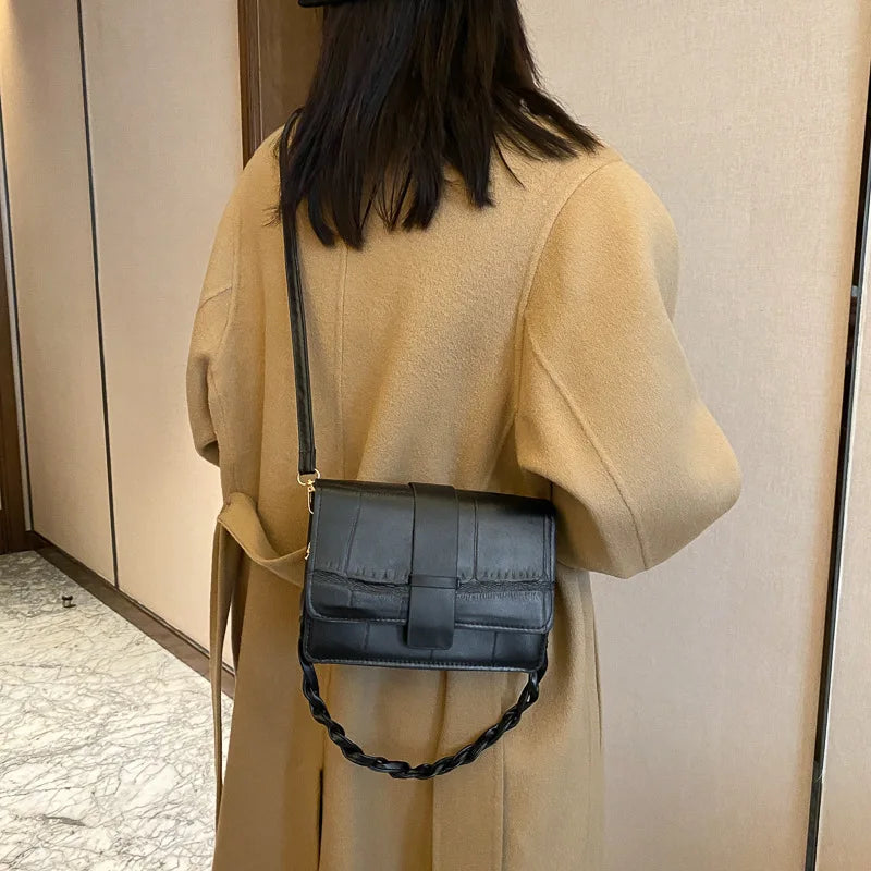 Retro Ladies PU Small Square Shoulder Bag Solid Casual Messenger Bags