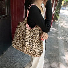 Leopard Pattern Women Tote Handbags Pink Shoulder Bag