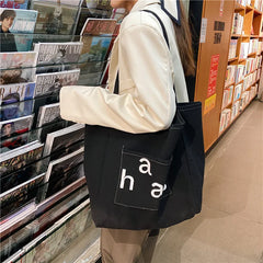 Retro Letter Canvas Handbag Women's Shoulder Bag