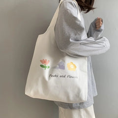 Retro Literary Canvas Bag Women Shoulder Bag Harajuku Cotton Shopping