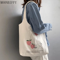 Retro Literary Canvas Bag Women Shoulder Bag Harajuku Cotton Shopping
