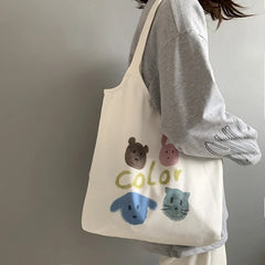 Retro Literary Canvas Bag Women Shoulder Bag Harajuku Cotton Shopping