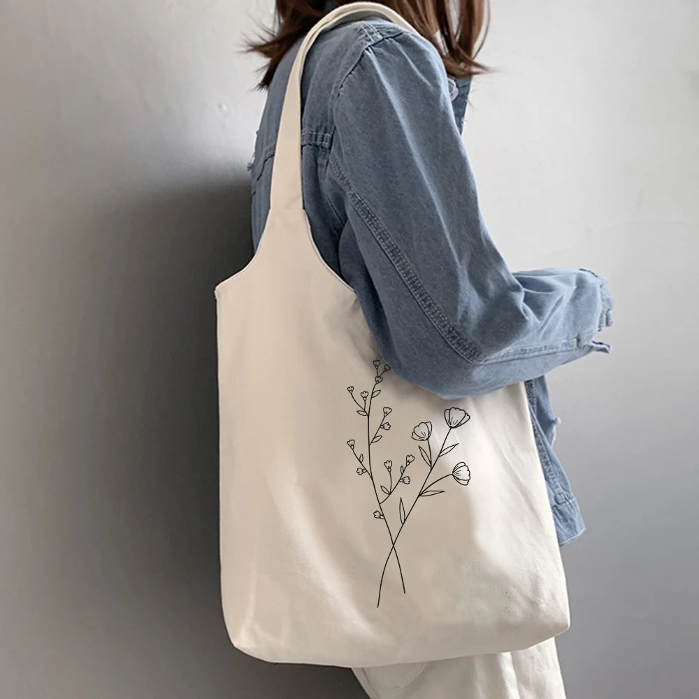 Retro Literary Canvas Bag Women Shoulder Bag Ulzzang Harajuku Cotton Shopping