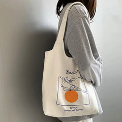 Retro Literary Canvas Bag Women Shoulder Bag Harajuku Cotton Shopping