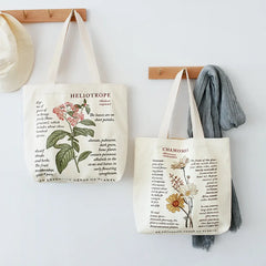 Retro Literary Canvas Women's Shoulder Shopper Bag Large Cotton Eco Shopping