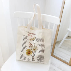 Retro Literary Canvas Women's Shoulder Shopper Bag Large Cotton Eco Shopping