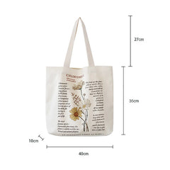 Retro Literary Canvas Women's Shoulder Shopper Bag Large Eco Shopping Tote