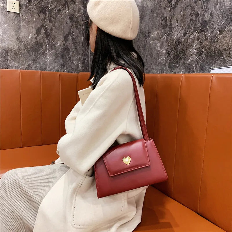 Retro Love Hand-held Underarm Bag Women's Texture Small Square Bag