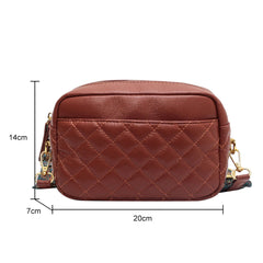 Quilted PU Leather Messenger Bag Rhombus Pattern Solid Zipper Small Satchel