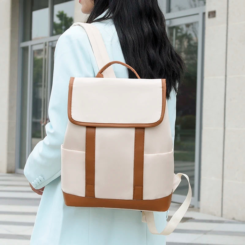 Retro Nylon Double Large Capacity Schoolbag Travel Backpack