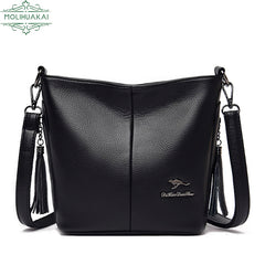 Retro PU Leather Ladies Tassel Handbag High Shoulder Strap Shoulder Bag