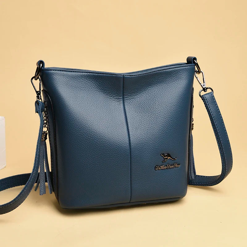 Retro PU Leather Ladies Tassel Handbag High Shoulder Strap Shoulder Bag