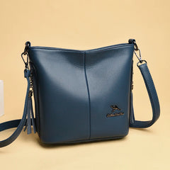 Retro PU Leather Ladies Tassel Handbag High Shoulder Strap Shoulder Bag