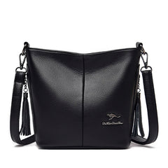 Retro PU Leather Ladies Tassel Handbag High Shoulder Strap Shoulder Bag