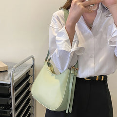 Retro PU Leather Shoulder Bag Women Casual Solid Underarm Bag