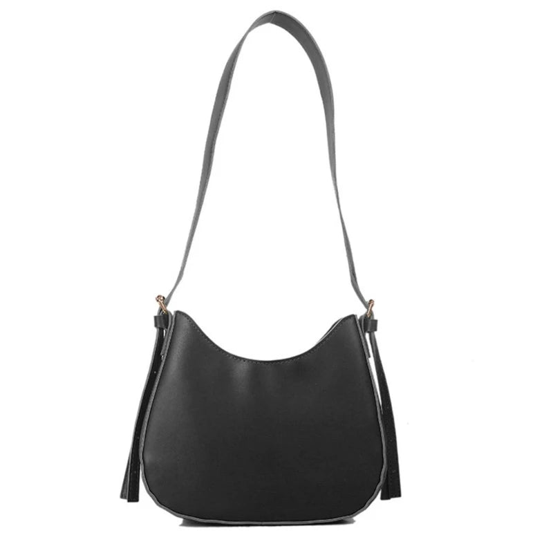 Retro PU Leather Shoulder Bag Women Casual Solid Underarm Bag